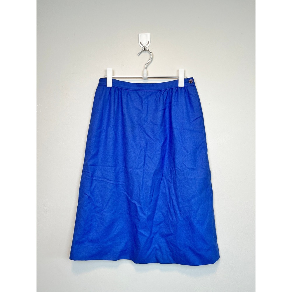 Pendleton Vintage Royal Blue 100% Virgin Wool A-Line Midi Skirt Size 12 T690-134